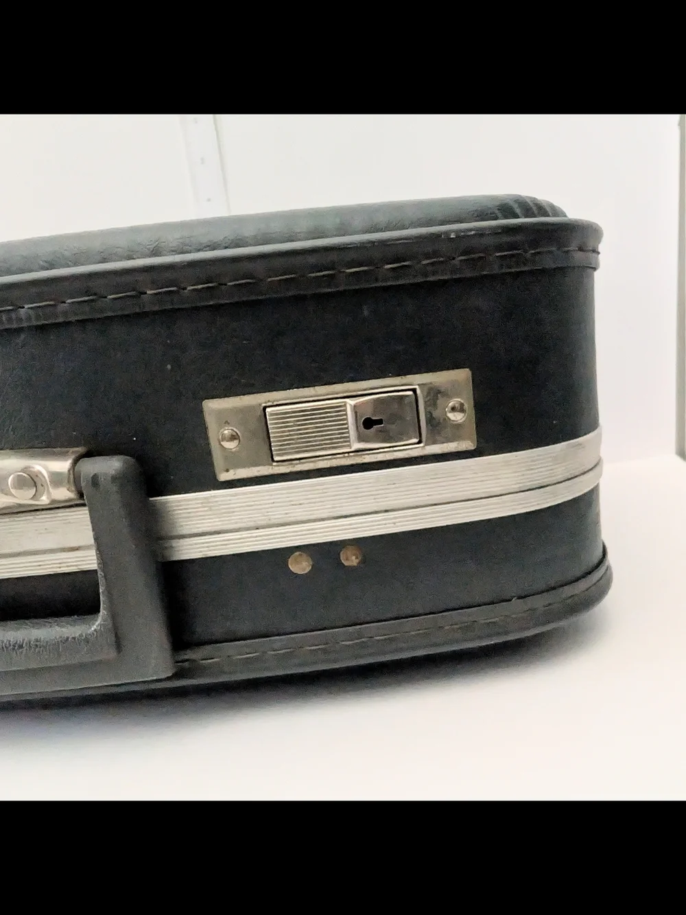 Vintage Blue Hard Case Carry On Travel Luggage Suitcase MCM Clean No Key